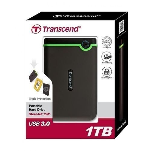 Transcend StoreJet 25M3 - External Hard Drive - USB 3.0 - 1TB - Grey