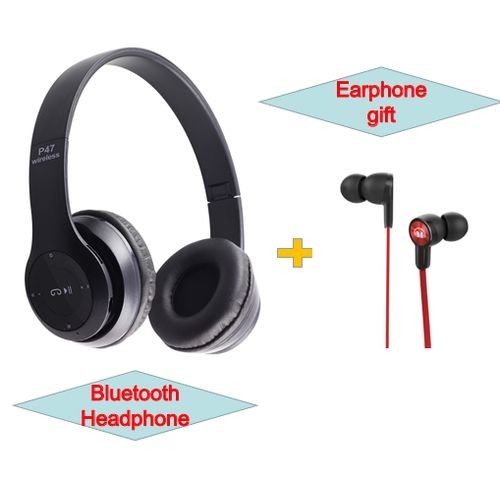 Generic P47 Bluetooth Headphone Wireless +Earphone